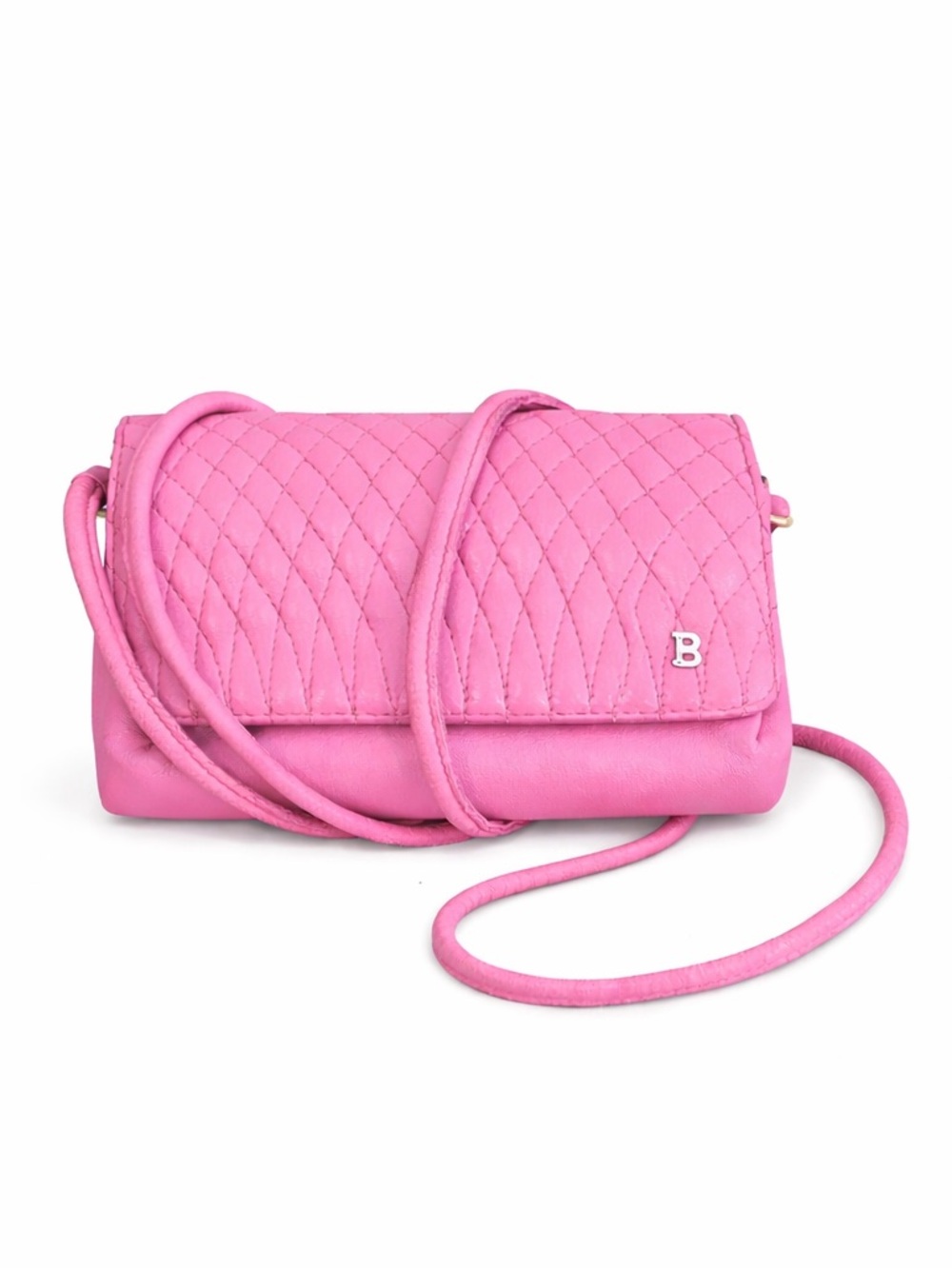 BALLY Vintage Pink Lambskin Quilted Mini Accordion Crossbody Bag